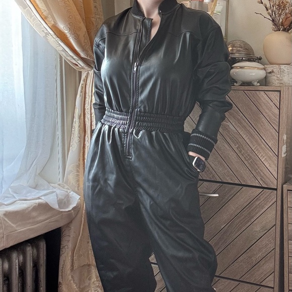 Steve Madden Faux Leather Boiler Suit - Picture 1 of 7